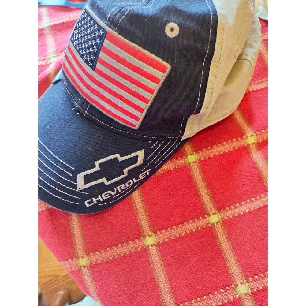 Chevrolet American Flag Hat Navy Blue Adjustable Baseball Cap Chevy GM